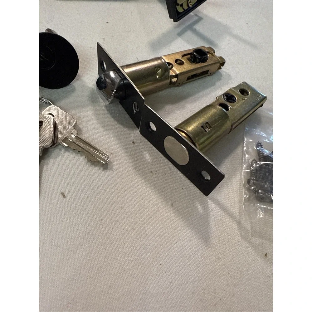 Azdele Matte‎ Black Front Door Handle Set with Reversible Lever Exterior Door